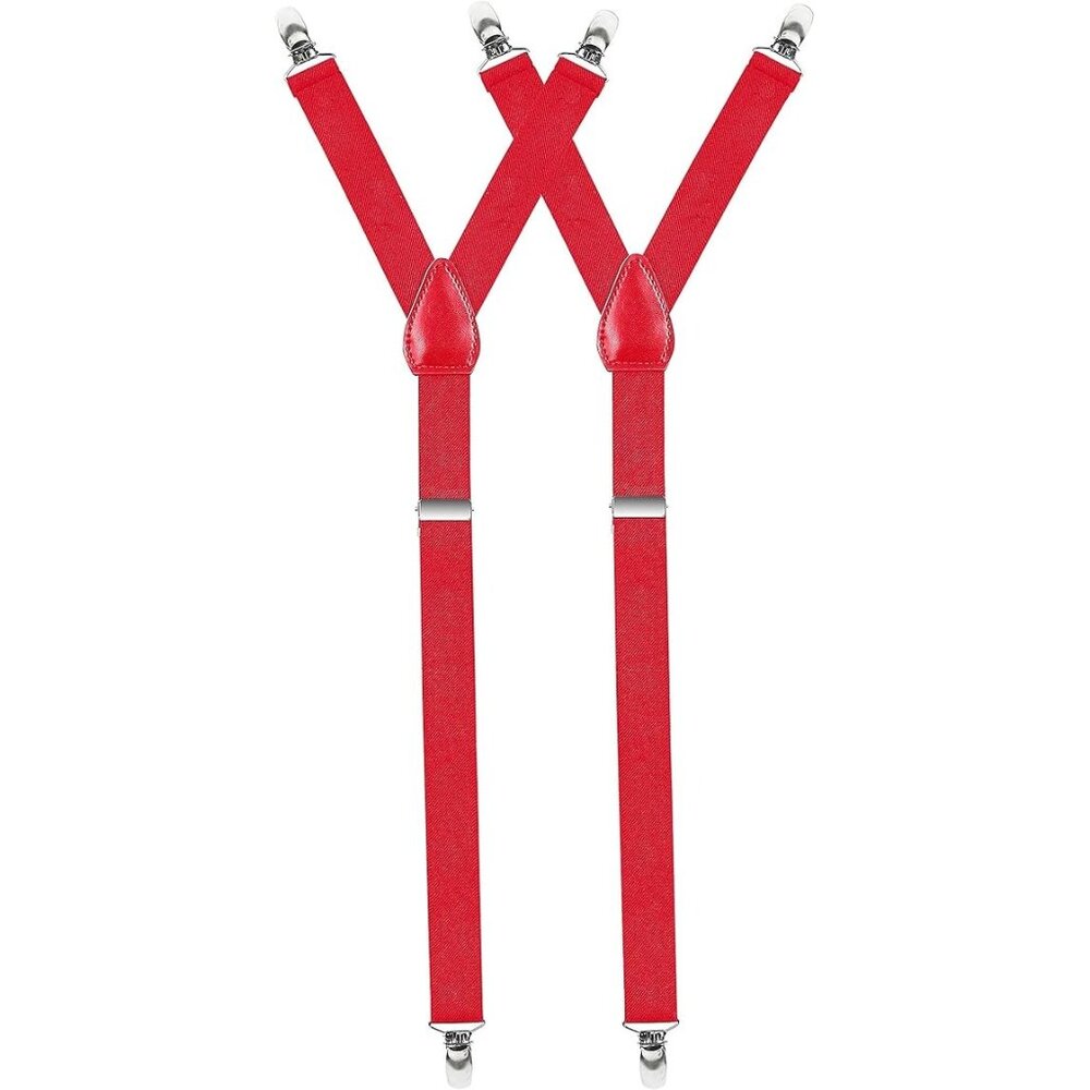 HOLD'EM Improved Shirt Stays Men Adjustable Elastic Y-style 1” Wide - Red